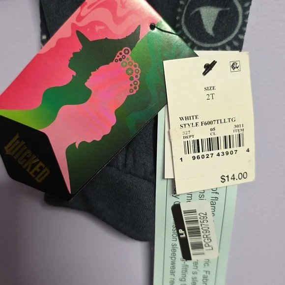 Wicked Kids Pajama‎ Set - Black, Pink & White with Matching Socks - Picture 4 of 5